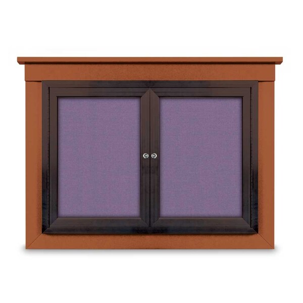 24"x36" 1-Door Enclosed Letterboard, Header, Blue Vinyl/Cherry